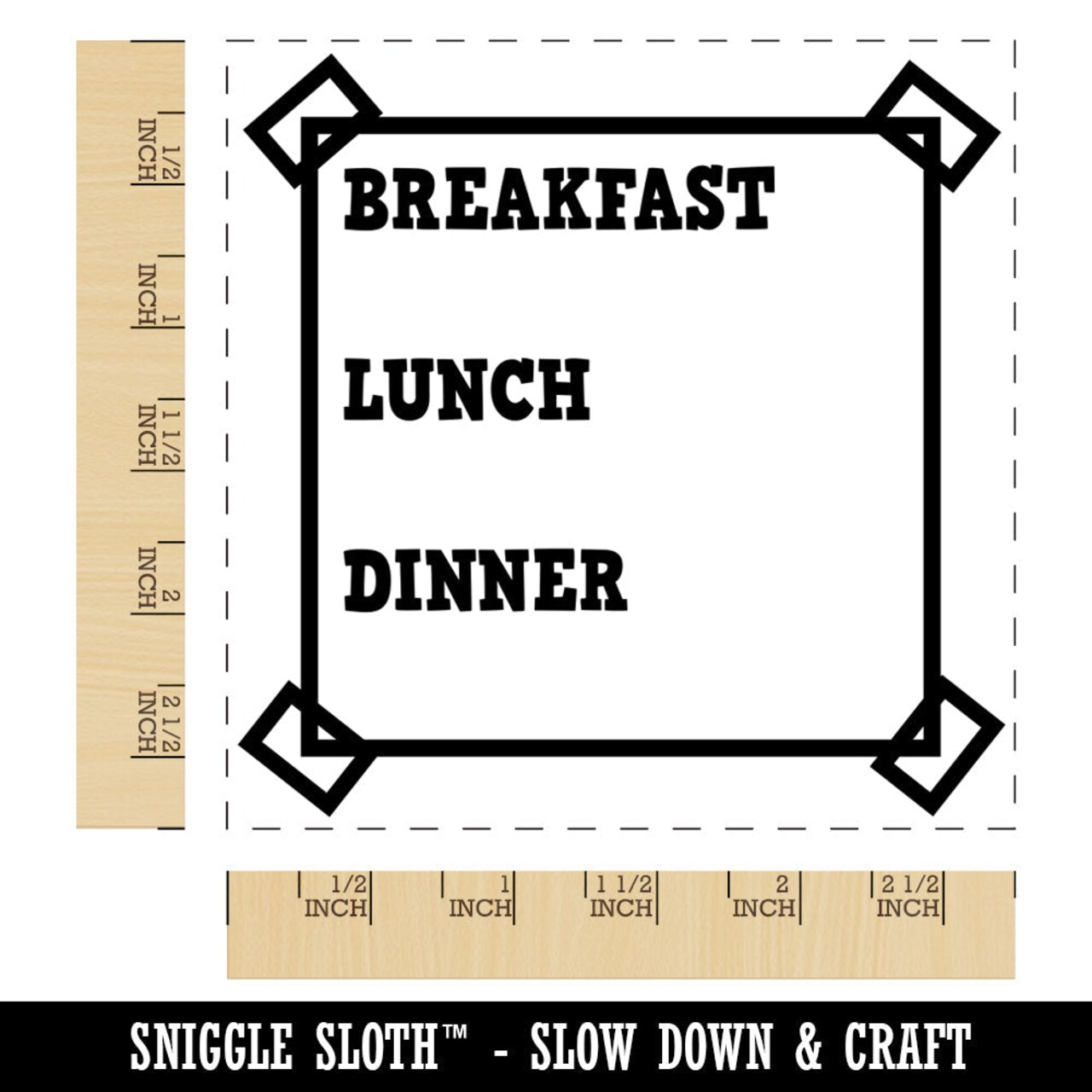 Cute Meal Planner List Note Box Taped Corners Square Rubber Stamp for Stamping Crafting